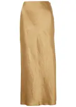 Vince Bronze Side-split Satin Midi Skirt - Light Brown - L L