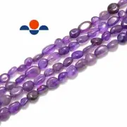 Natural Amethyst Smooth Pebble Nugget Beads Approx 5-8mm 15.5" Strand
