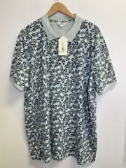 NWT Ben Sherman Floral Print Polo Shirt Men's XXL Eggshell Green Cotton Knit