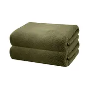 2pc Bambury Ultra soft Angove Bath Sheet 80x160cm Olive Cotton Woven Home Decor