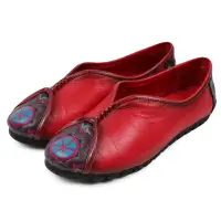 在飛比找樂天市場購物網優惠-真皮平底鞋 圓頭休閒鞋-獨特精美彩色印花女鞋子3色72ap2