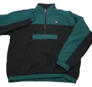 FILA Erick Green & Black Half Zip Polar Fleece Jacket Mens Size XL