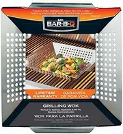 Mr. Bar-B-Q Stainless Steel Skillet Large Strainer Perfect for Cooking Seafood & Vegetables Grill Basket Built in Handles Stainless Steel for BBQ Grill Camping Backpacking Grilling Accesories #06034Y