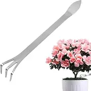 Root Rake, Stainless Steel Small Hand Rake, with Ergonomic Handle, Double-Head, Multi-Functional Gardening Supplies for Loosening and Compacting Soil