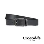 CROCODILE 鱷魚皮件 真皮皮帶 義大利進口牛皮 打洞 休閒 紳士皮帶-0101-52010-黑色