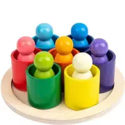 Nevenka Matching Sorting Stacking Cups Waldorf Rainbow Color Wooden Montessori Toy
