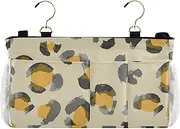 Amooorous Bedside Storage Organizer Bed Storage Bag With Pockets Hanging Organizer for Bunk and Hospital Beds,Dorm Rooms Bed Rails Pale Yellow Leopard Print
