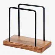 Acacia Wood Napkins Holder with Metal Wire Standing Napkin Holder for Table K...