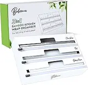 Boheena Bamboo Cling Wrap Dispenser with Cutter 33cm | 3-in-1 Foil and Wrap Organiser for Kitchen Drawer | Glad Wrap and Foil Storage Solution| Australian Sizes|