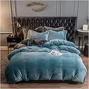 Home Textiles Dark Gray Crystal Velvet Coral Fleece Winter Soft Quilt Cover Keep Warm Plush Duvet Cover Bedding No Pillowcase(5,Single 150x200cm)