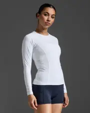 Core Compression Long Sleeve, 2XU, S, White/No Logo, Female