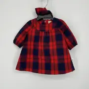 Nordstrom Bubble Sleeve Dress, Bloomers & Headband Set in Red Navy Plaid Newborn