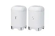 2pc Kitchen Craft Carbon Steel Tea Canister Sugar Jar Combo Set 19cm Ice White