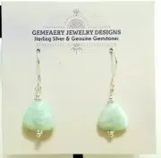 Sterling Silver Natural AMAZONITE Gemstone Dangle Earrings #6355...Handmade USA