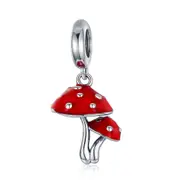 Silver plating Mushroom Red Pendant Charms Fit Bracelets & Necklaces Jewelry
