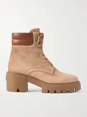 [Stuart Weitzman] Stuart Weitzman - Soho Quilted Leather-trimmed Suede Ankle Boots - Camel - US10 US 10 Brown