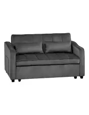 [Sarantino] Fenton 2 Seater Sofa Bed with Cushions, Tufted Upholstery, Wooden Frame in Dark Grey