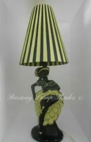 PLASTIC RIBBON LEMON & BLACK TALL CONE LAMPSHADE for BARSONY LADY LAMP