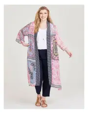 [Taking Shape] Patchwork Natural Duster in Print