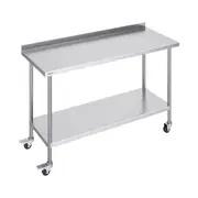 24 x 60 x 40 Inch Stainless Steel Work Table, Commercial Food Prep Worktable with Casters, Heavy Duty Prep Worktable, Metal Work Table with Adjustable Height for Restaurant, Home and
