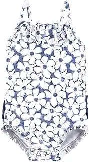 [HUDSON BABY] Baby Girl's Toddler Swimsuit, Blue Cosmos, 3-6 Months, Blue Cosmos