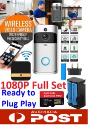 Smart Doorbell 1080P WiFi Video Two-Way Talk Camera 3xBattery / charger 32GB