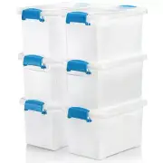 Pack Plastic Storage Bins with Lids 6 Quart Stackable Clear Storage Containers L