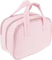 [DJAPWPX] Wet Dry Separation Toiletry Bag with Handle, Waterproof Two Way Zipper Cosmetic Travel Bag, Large Capacity Compartmental Makeup Organizer Bag for Travel Trip (Pink)