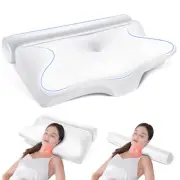 Orthopedic Memory Foam Pillow for Neck Pain Relief - 2-in-1 Contour Pillow fo...