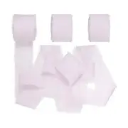 1" x 7Yd Chiffon Silk Ribbon, 3 Rolls Handmade Fringe Fabric, Pale Pink