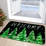 Christmas Door Mat Outdoor Entrance, Black Pine Tree Black (Christmas Tree)