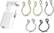 [LYSAIMG] 1 Set Portable Self Ear Piercing,5 Pieces Surgical Steel Unisex Fake Faux Hoop Thin Septum Nose Ring Clip Stud No Piercing,Nose Jewelry for Woman Men