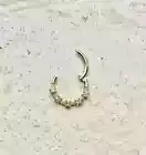 11 Natural Diamonds Hinged Nose Ring Septum Clicker Daith Hoop 14k Gold Rook