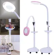 New 16x Illuminated Light Glass Lens Clip Floor Stand Wheel Magnifying LED Lamp