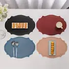 PU Leather Tableware Mat Oval Dining Table Pad Luxurious Retro Placemat Plate