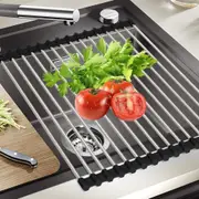 Stainless Steel Over Sink Dish Drying Rack Heavy Duty 47x26 cm