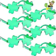6 Pairs St. Patricks Day Shamrock Sunglasses Irish Green Clover Glasses