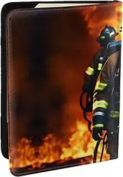 [JEJEA] Firefighter Fireman Flame Print Travel Organizer Credit Cards Case Passport BookPassport Holder Cover Wallet forTraveling,, Black, One Size