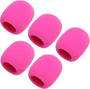 Fielect 5Pcs Microphone Cover Foam Mic Cover Handheld Microphone Windscreen Shield Protection Micro Foam Filter Pink for KTV Broadcasting