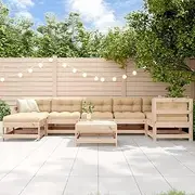 Patio Furniture Sets 8 Piece Garden Lounge Set with Cushions Solid Wood