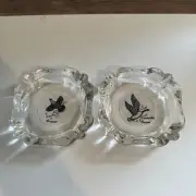 2- 1950s WILDLIFE ASHTRAYS Grouse , Canada Goose 4”, New Old Stock, Clean
