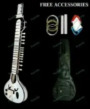 Best Quality White Electric Travel Sitar With Bag, String Set, Chalk, Mizrab,