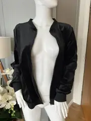 M&S Jacket Blazer Black Velvet Zip Up size UK 14 NEW