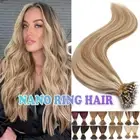 Invisible 1g/s Loop Nano Beads Ring Russian Real Human Hair Extensions Highlight