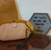 NWT PATRICIA NASH Medium Purse Pink Woven RAFFIA GRACCHI Frame Satchel NEW