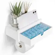 Wall Mounted Toilet Paper Holder with Wet Wipes Shelf for Bathroom
