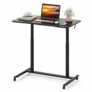 Costway Mobile Standing Desk C-Shaped Stand Desk w/Adjustable Height Computer Workstation Black