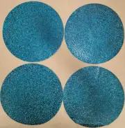4x Sparkles Home Luminous Sky Blue & Silver Coastal Beach Placemat Set 15" Round
