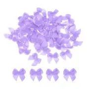 60Pcs Mini Ribbon Bow 1" Mini Fabric Satin Ribbon Flower Bows Craft DIY Purple