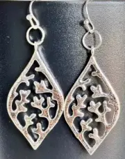Beautiful Brushed Silver Teardrop Dangle Earrings.